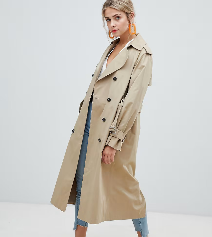 New Look Oversized Mac Trench Coat-Stone | ASOS (Global)