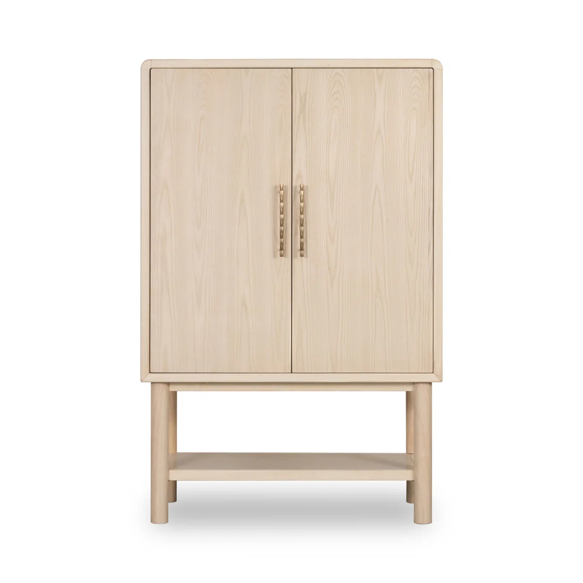 Cardenas Two Door Ash Wood Bar Cabinet In White Sand | Wayfair North America