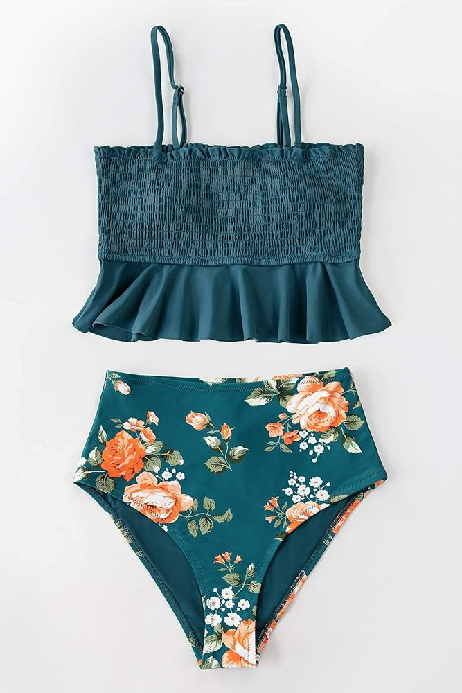 CUPSHE Women's High Waist Bikini Swimsuit Ruffle Two Piece Bathing Suit | Amazon (US)