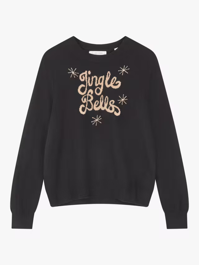 Chinti & ParkerJingle Bells Wool Rich Jumper, Black/Gold | John Lewis (UK)