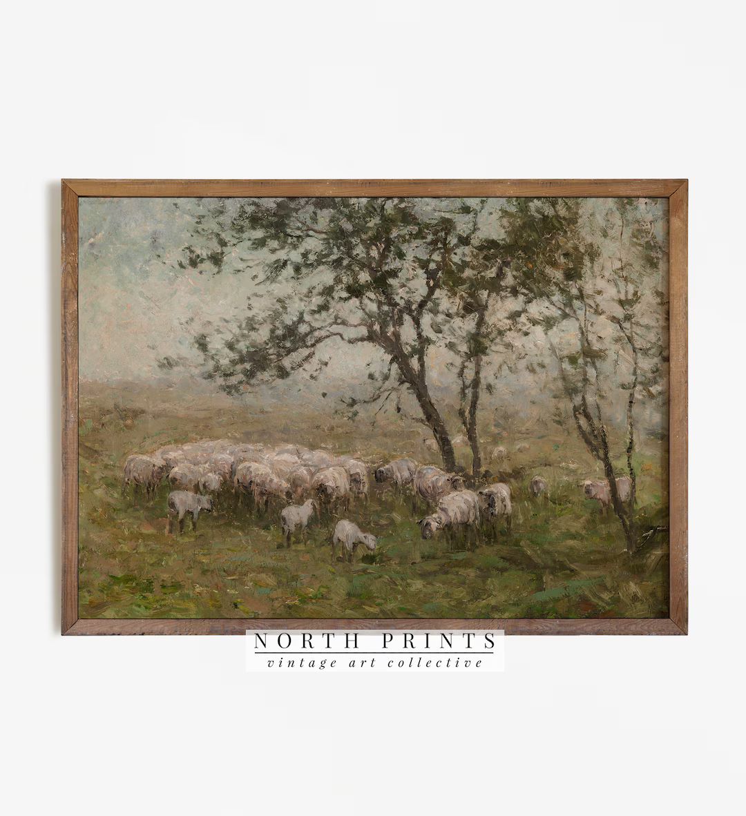 Sheep Painting Farm Animal Print Vintage Wall Decor PRINTABLE 587 - Etsy | Etsy (US)