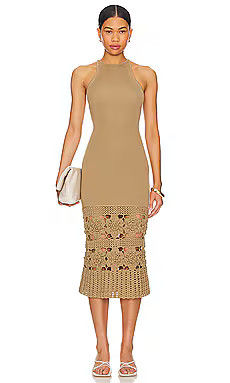 Tularosa Finley Crochet Midi Dress in Tan from Revolve.com | Revolve Clothing (Global)