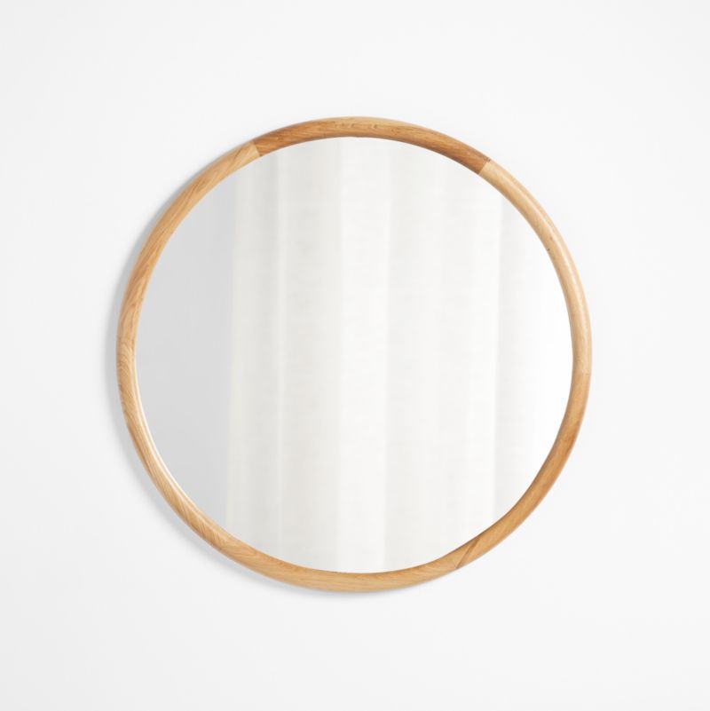 Natia Oak Round Wall Mirror + Reviews | Crate & Barrel | Crate & Barrel