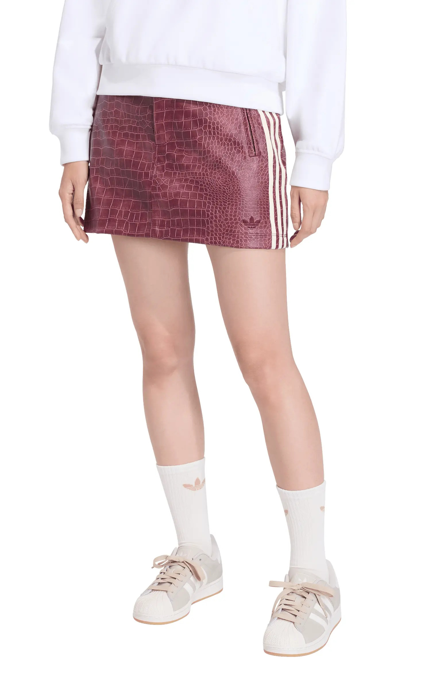 adidas Originals Croc Embossed Faux Leather Miniskirt | Nordstrom | Nordstrom