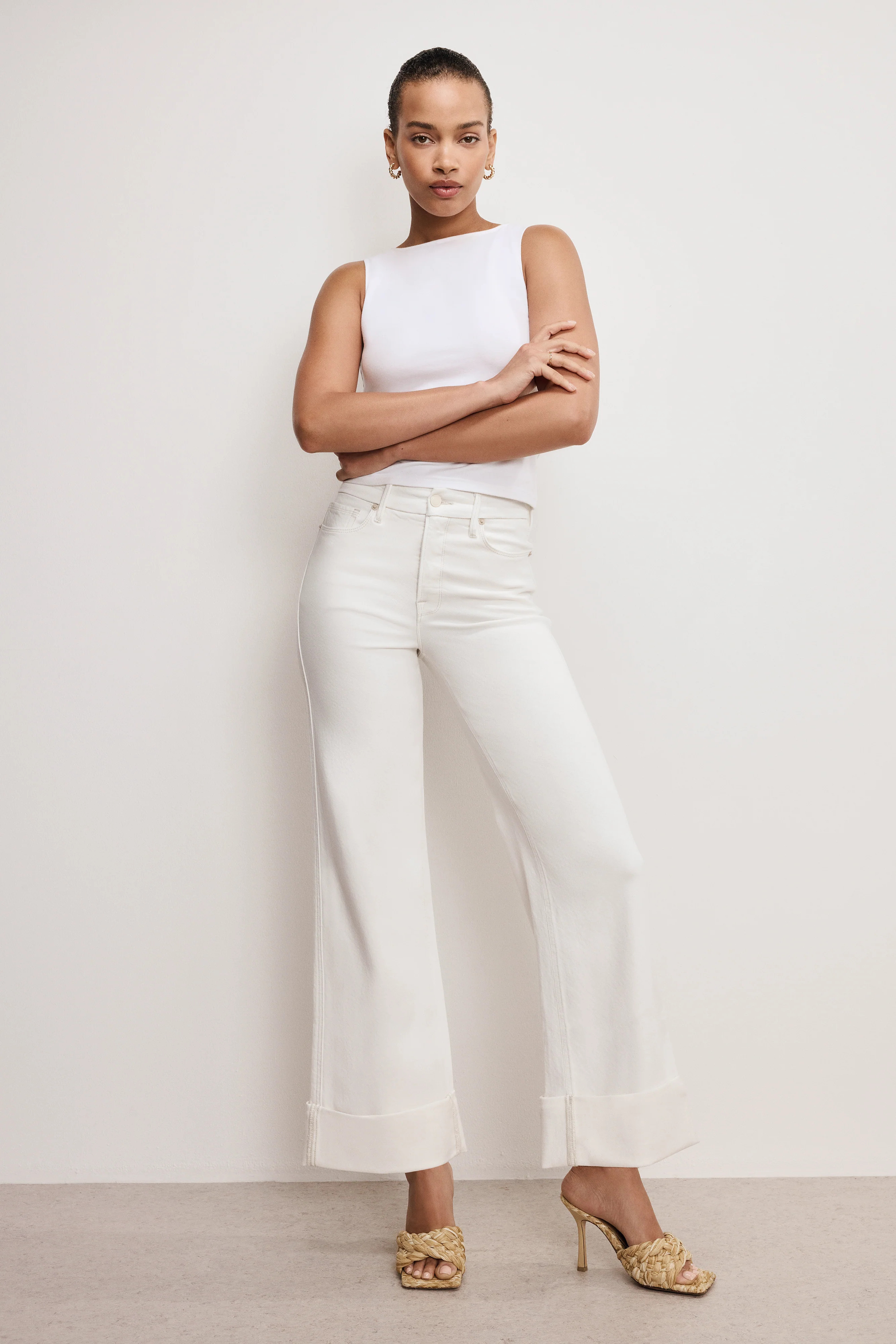 SOFT TECH GOOD SKATE WIDE CROPPED JEANS | CLOUD WHITE - GOOD AMERICAN | Good American