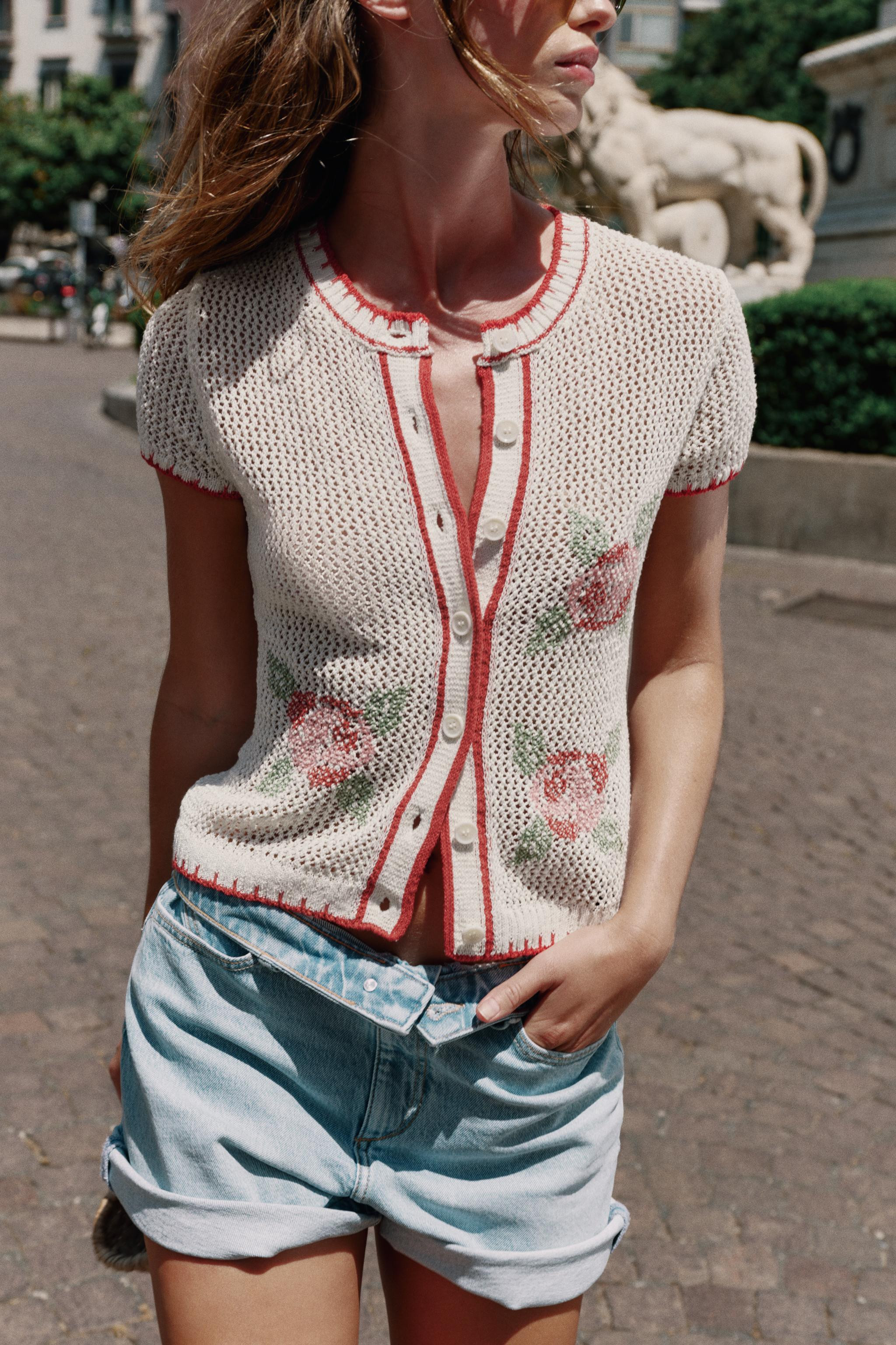 CARDIGAN WITH EMBROIDERED FLOWERS | Zara UK