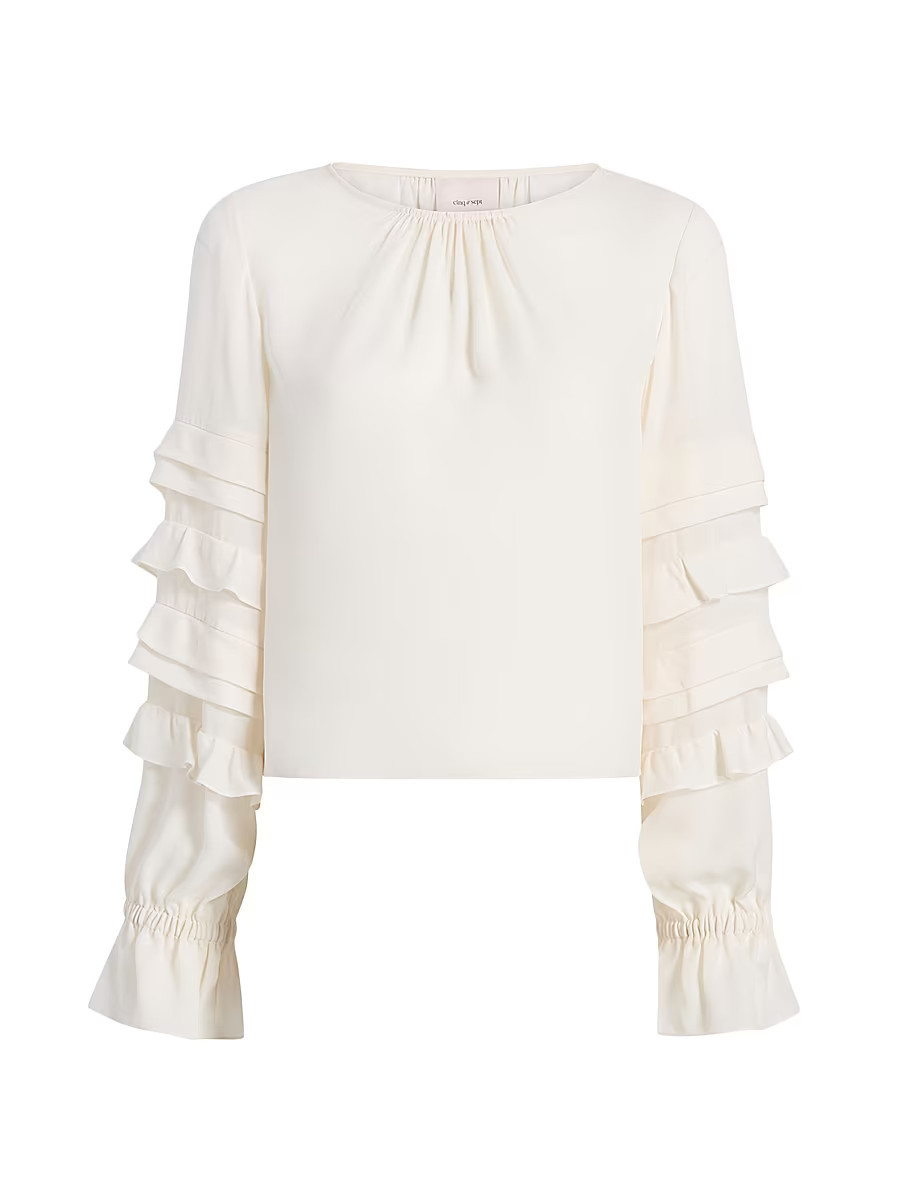 Women's Anta Ruffle Long-Sleeve Top - Ivory - Size Small | Saks Fifth Avenue
