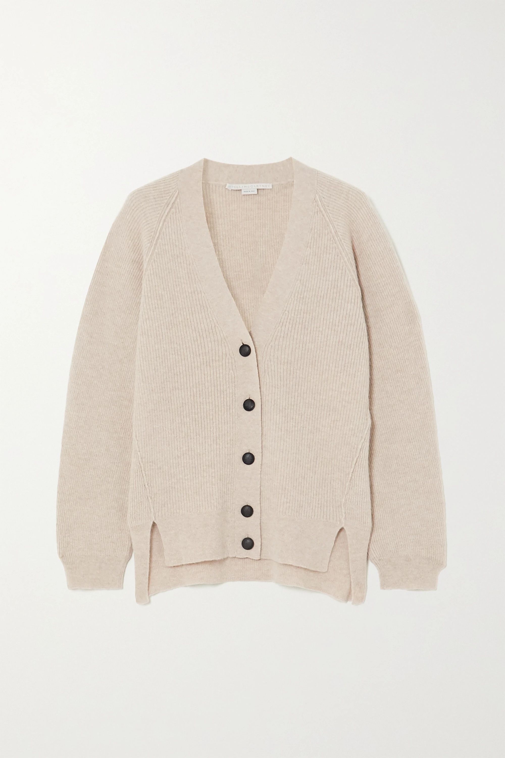 Beige Ribbed wool and alpaca-blend cardigan | Stella McCartney | NET-A-PORTER | NET-A-PORTER (UK & EU)