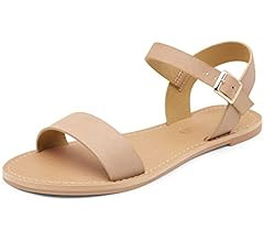 DREAM PAIRS Women's Cute Open Toes One Band Ankle Strap Flexible Summer Flat Sandals | Amazon (US)