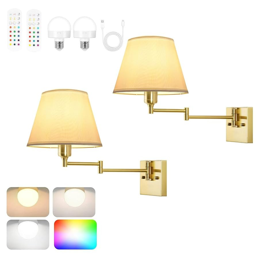 TRLIFE Battery Operated Wall Sconces Set of 2, Rechargeable Wireless Wall Sconce with Remote Cont... | Amazon (US)