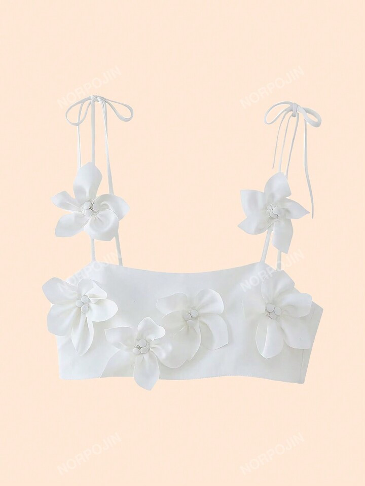 Floral Decorated Vacation Style Summer Camisole Top | SHEIN