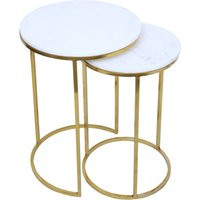 Nest Of 2 Circular Tables With Marble Top & Golden Metal Base, Top Big 16'' Small 12'' | Etsy (UK)