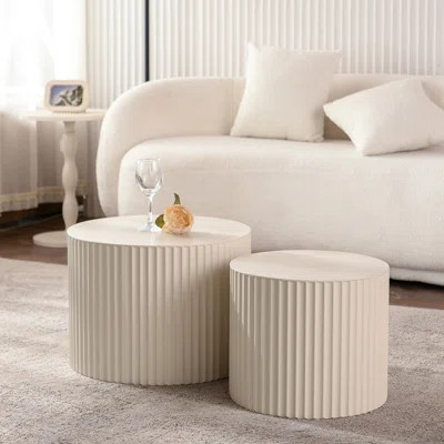 No Assembly Coffee Table For Study - , Round, Beige Office Assembly, Modern | Wayfair North America