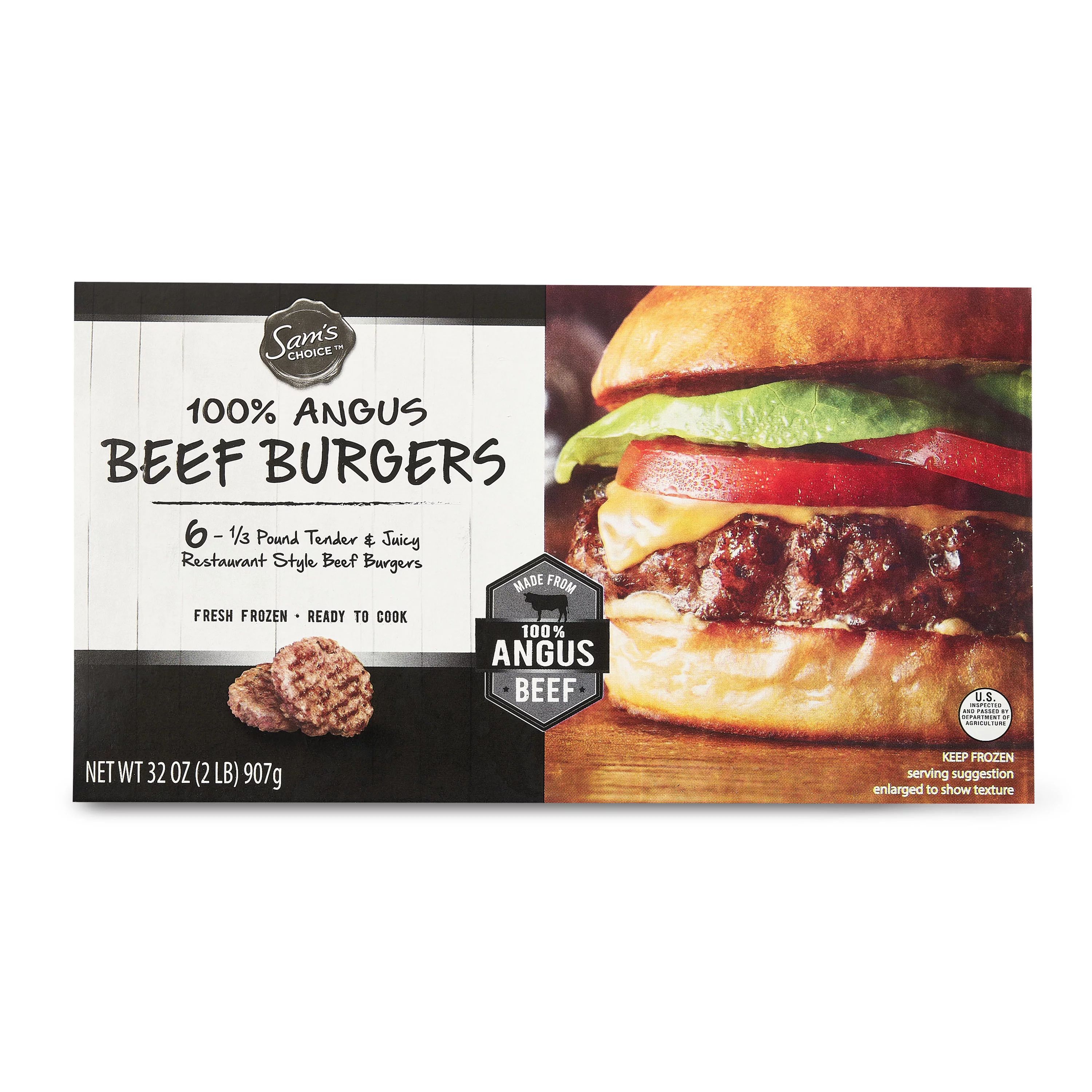 Sam's Choice 100% Angus Beef Burgers, 6 Count, 2lb (Frozen) - Walmart.com | Walmart (US)
