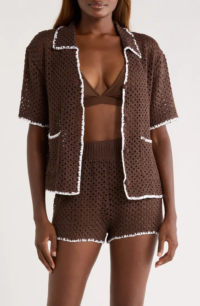 Crochet Button-Up Cover-Up | Nordstrom