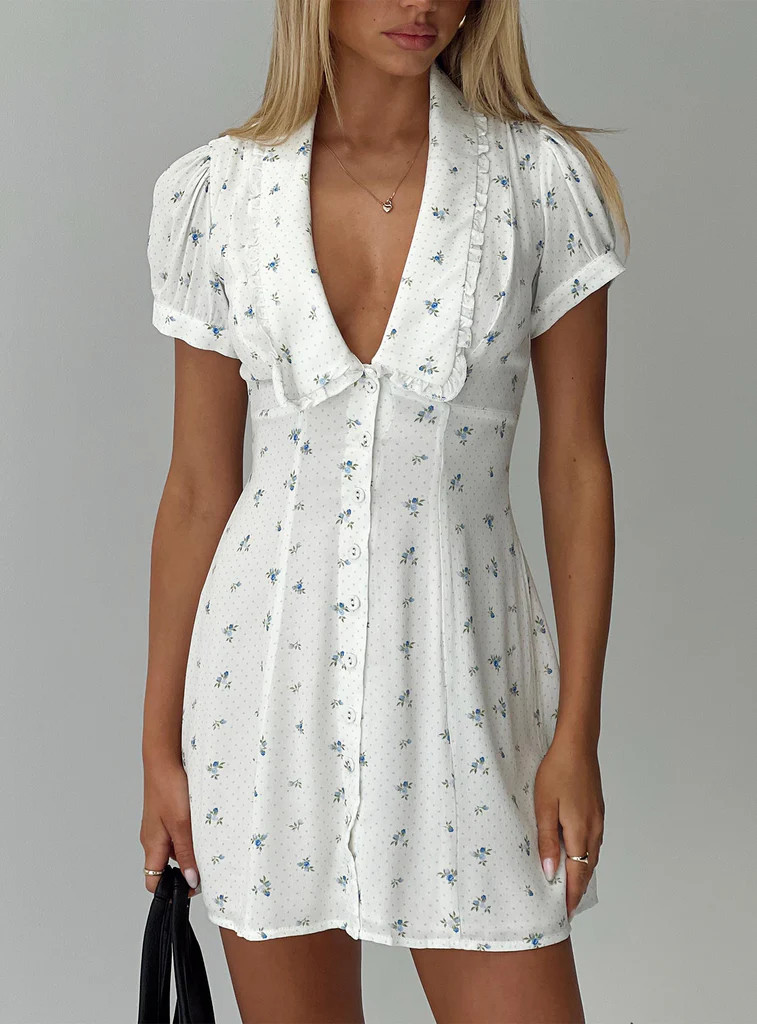 Fabiola Collared Mini Dress Floral | Princess Polly US