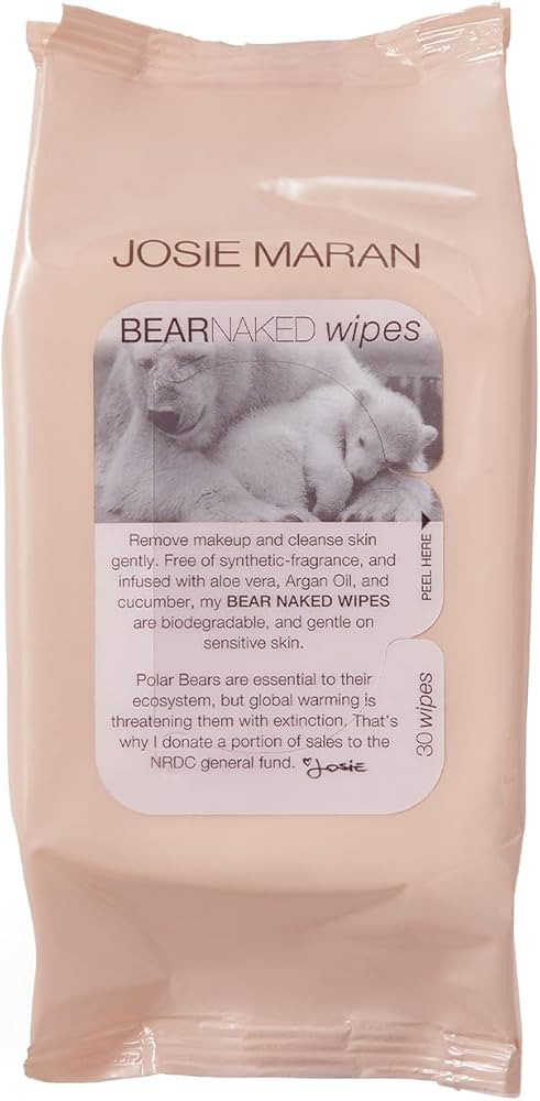 Josie Maran Bear Naked Facial Cleansing Wipes - Travel Size Makeup Remover Wipes with Argan Oil &... | Amazon (US)