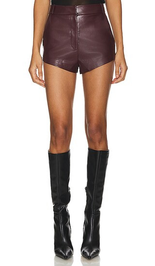 x REVOLVE Kelso Faux Leather Shorts in Russet | Revolve Clothing (Global)