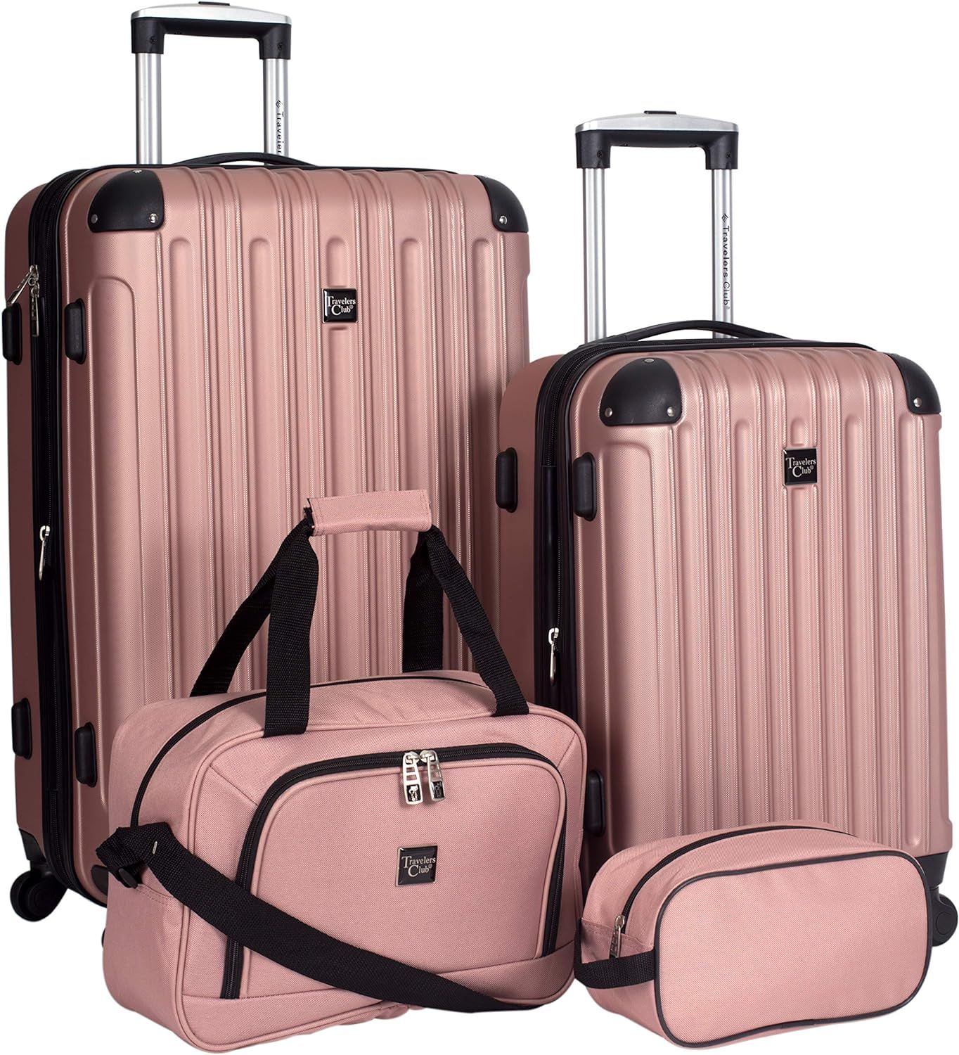 Travelers Club Expandable Midtown Hardside 4-Piece Luggage Travel Set, Rose Gold | Amazon (US)