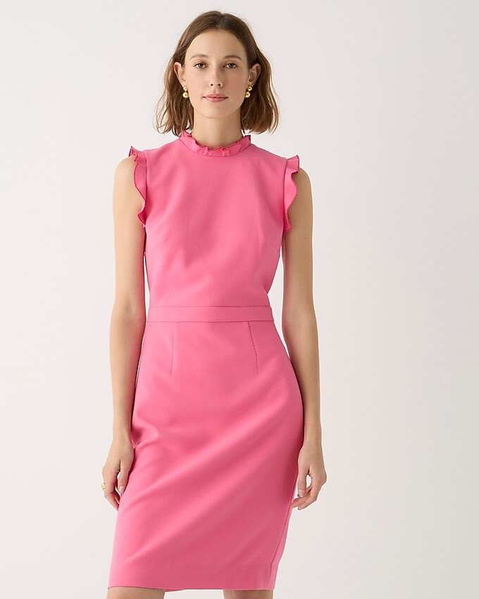Ruffle-trim sheath dress in stretch crepe | J. Crew US