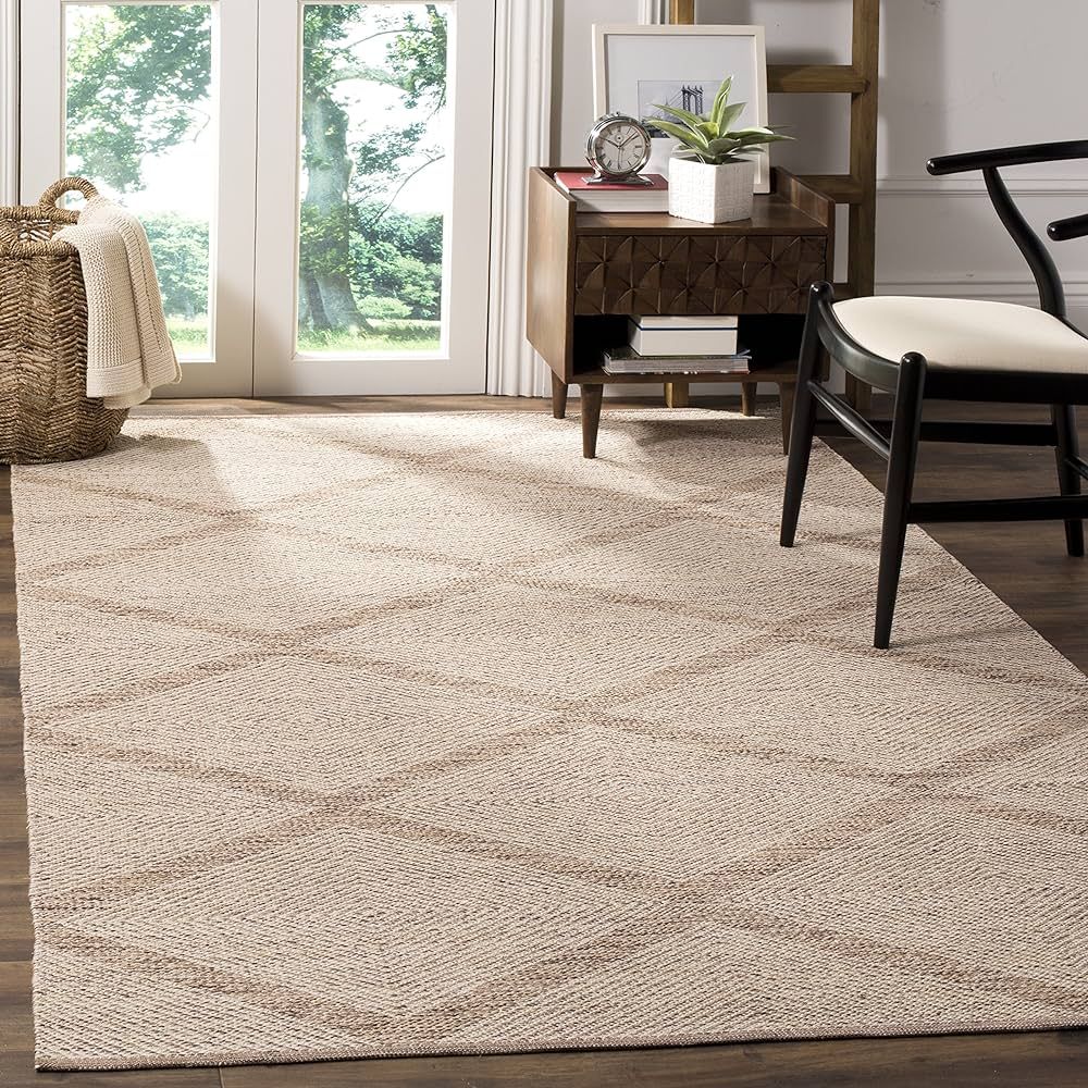 SAFAVIEH Montauk Collection Area Rug - 8' x 10', Beige, Handmade Cotton, Ideal for High Traffic A... | Amazon (US)