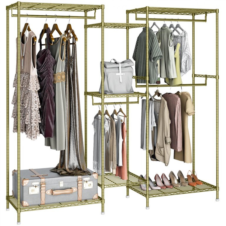 VIPEK V6 Wire Garment Rack Clothes Rack, 74.4" L x 17.7" W x 76.8" H, Max Load 600LBS, Gold | Walmart (US)