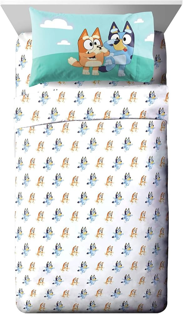 Jay Franco Bluey & Bingo Toddler Size Sheet Set - 3 Piece Set Super Soft and Cozy Kid’s Bedding... | Amazon (US)