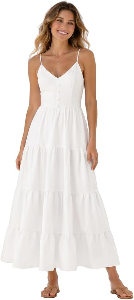 SUNSTORY Tiered Maxi Sundress: 2026 V Neck Spaghetti Strap Boho Beach Dress | Amazon (US)