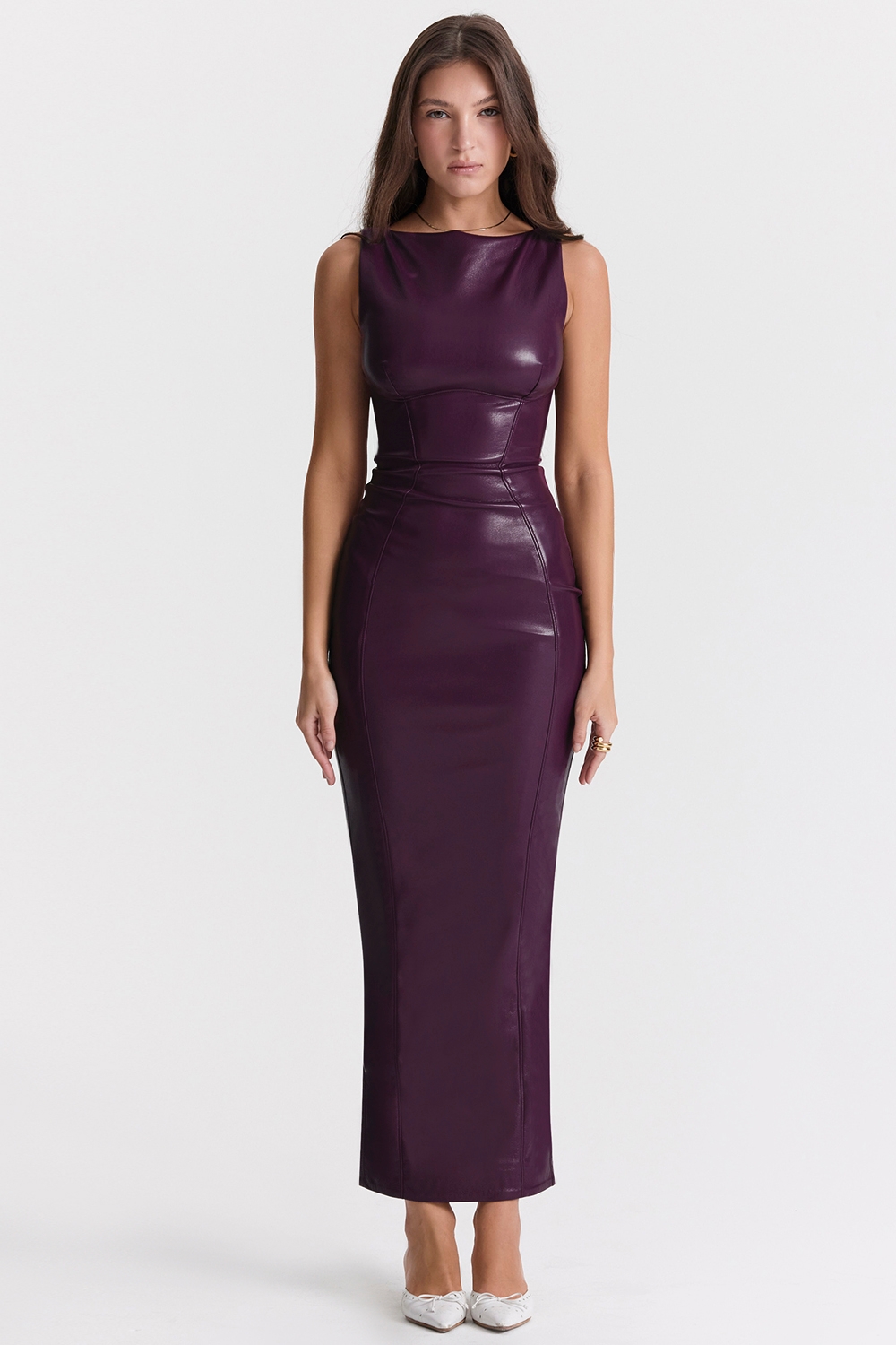 merlot vegan leather maxi dress | House of CB