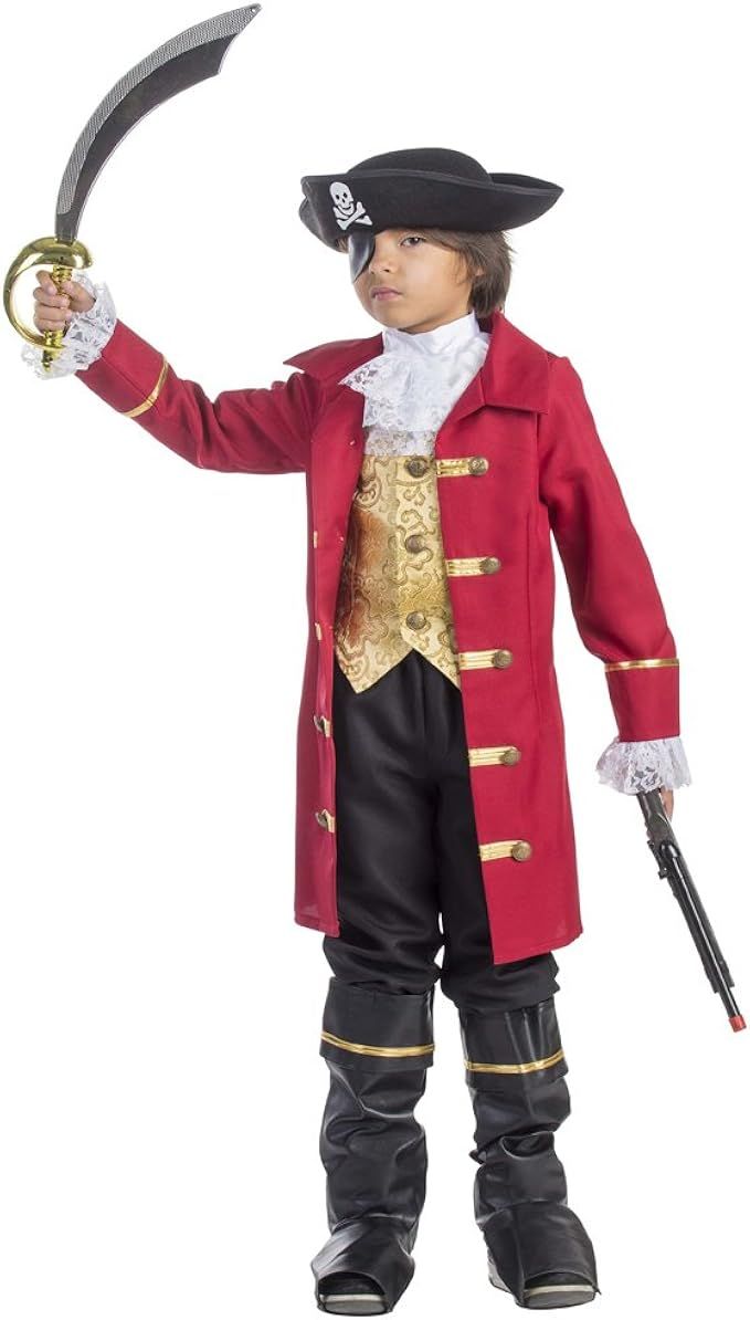 Amazon.com: Dress-Up-America Pirate Costume for Kids - Captain Hook Dress Up Costume for Boys - C... | Amazon (US)
