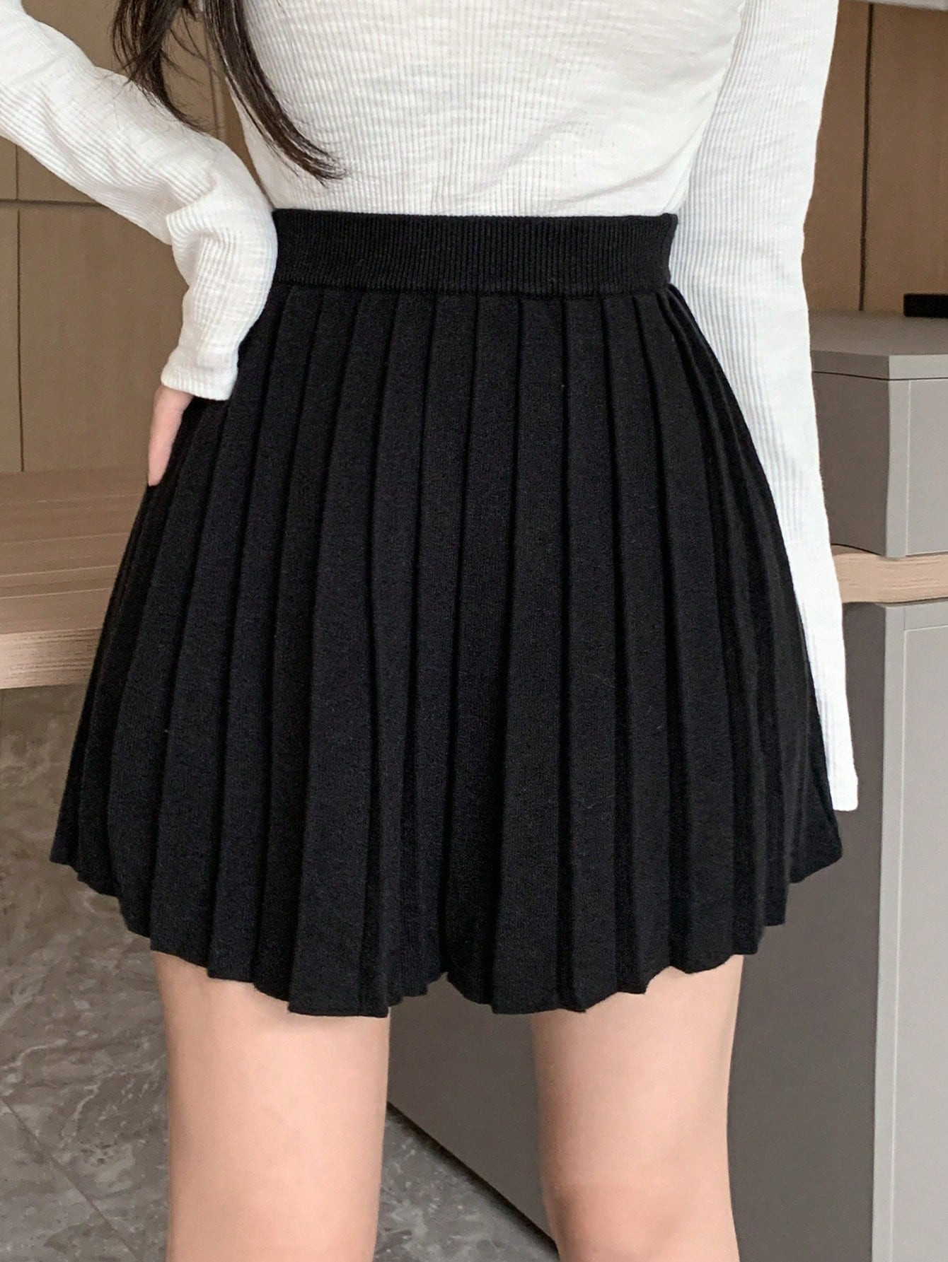 Dazy Star Solid Pleated Sweater Skirt | SHEIN