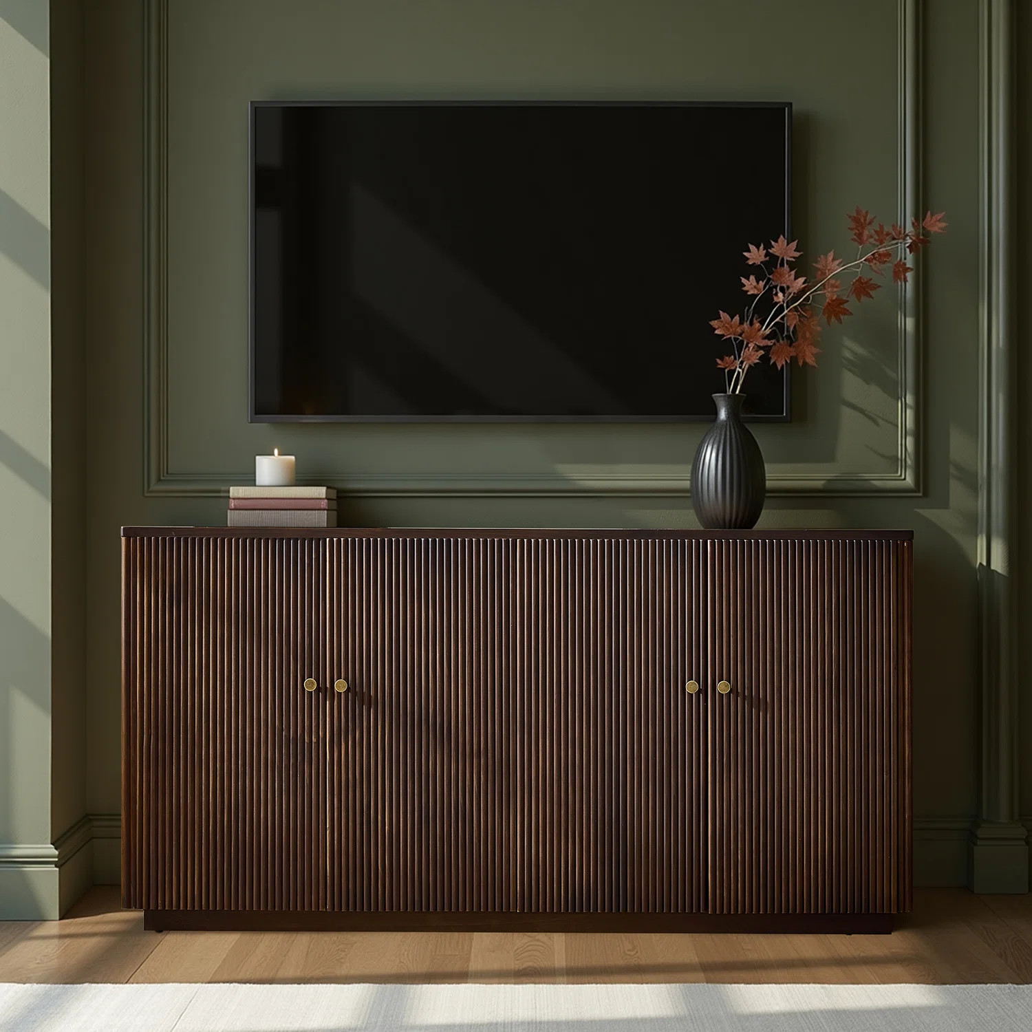 Martha Modern 63" W 4-Door Fluted Solid Wood Sideboard with Cable Management and Adjustable Shelv... | Wayfair North America