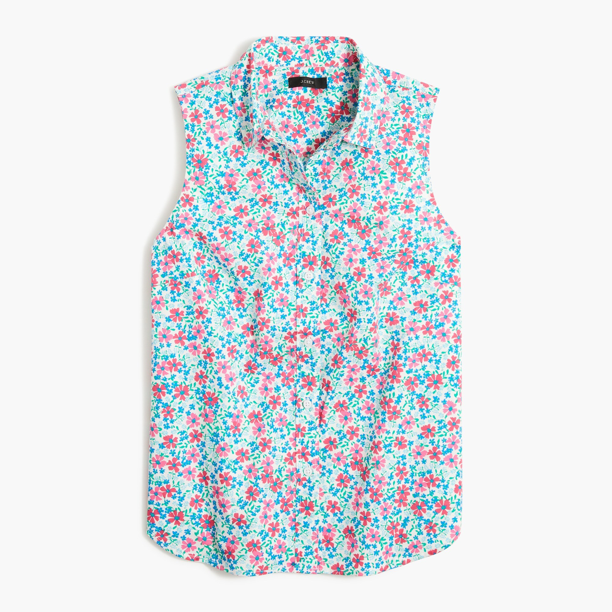 Factory: Sleeveless Pineapple Cotton Poplin Shirt In Signature Fit For Women | J.Crew Factory