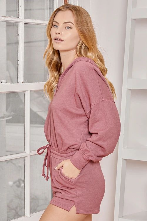 Relaxed Agenda Mauve Pink Hooded Lounge Romper | Lulus (US)