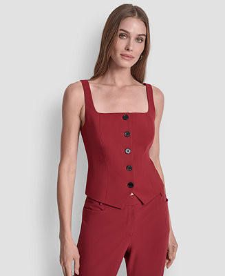 Women's Square Neck Button Front Vest | Macy's