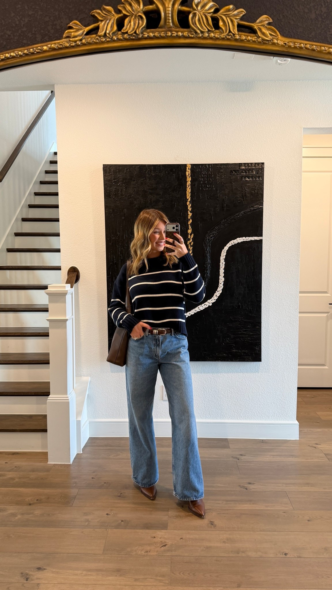 Today’s outfit - sweater is a medium. Belt is a S/M and runs really small. Jeans are a 28 but they run big and I actually just tried on both the 27 and the 26 and bought them again in a 26.  

5’7 • 150lbs • 34DDD 

#LTKootd