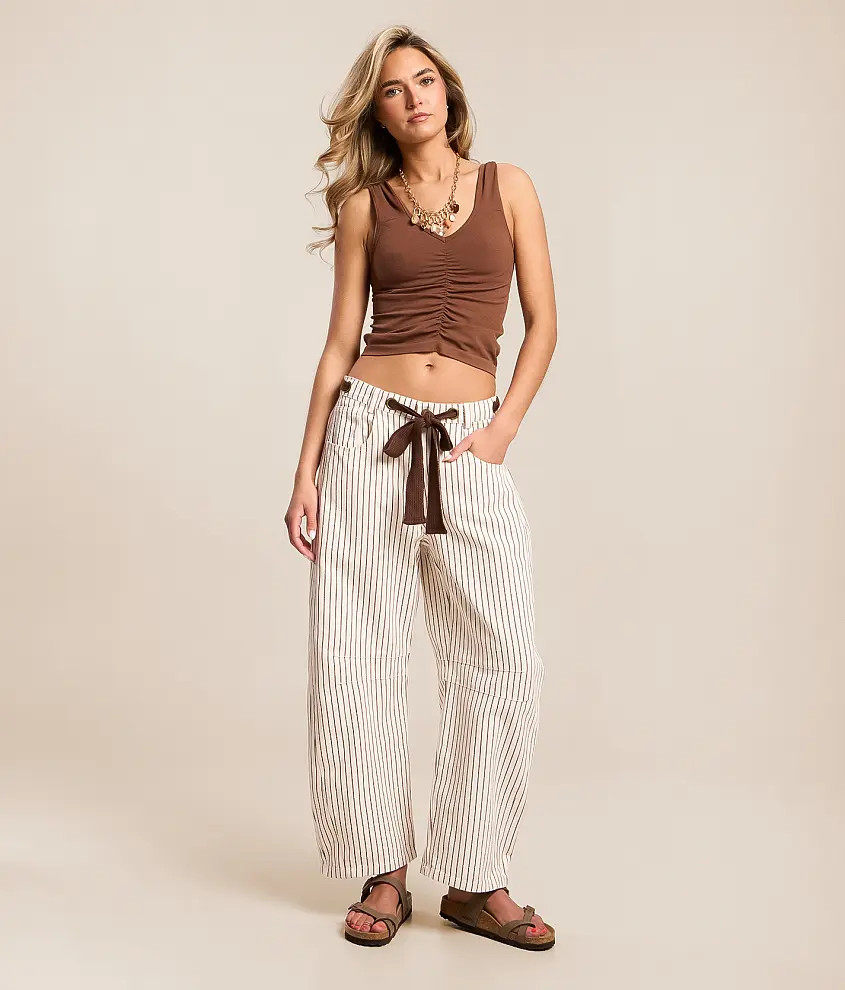 High Rise Striped Barrel Pant | Buckle