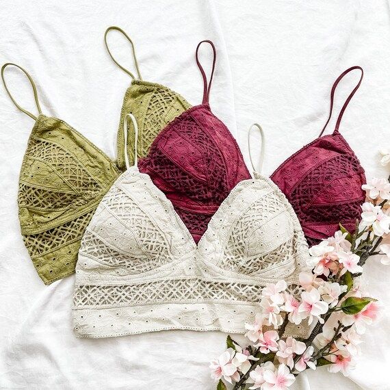 Embroidery Lace Bralette see Description Gift of the Month | Etsy | Etsy (US)