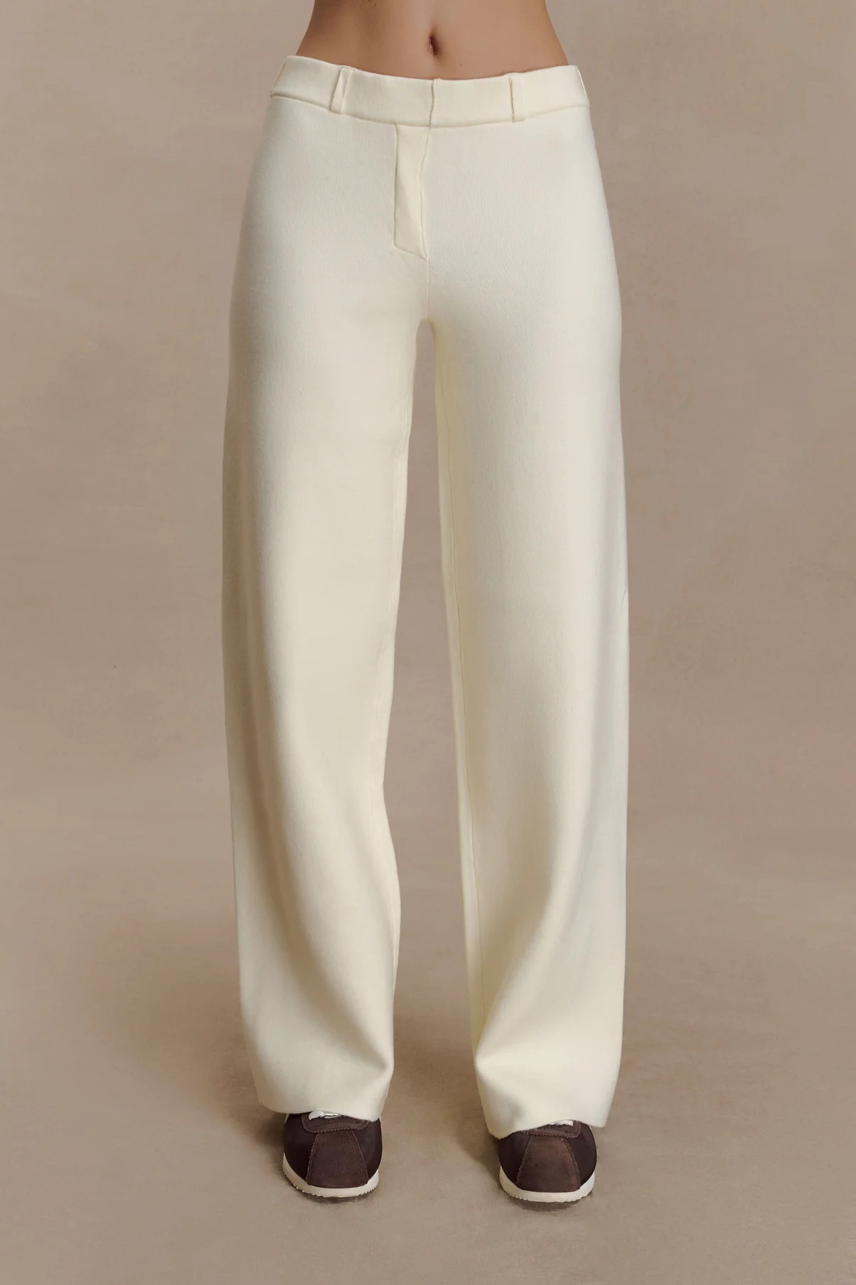 Lauren Knit Trouser - Ivory | Meshki UK