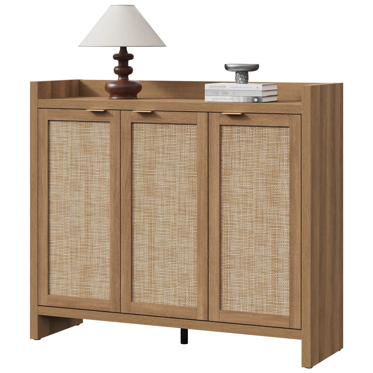 Chada 30 Pair Rattan Shoe Storage Cabinet With 3 Doors And Adjustable Shelves | Wayfair North America