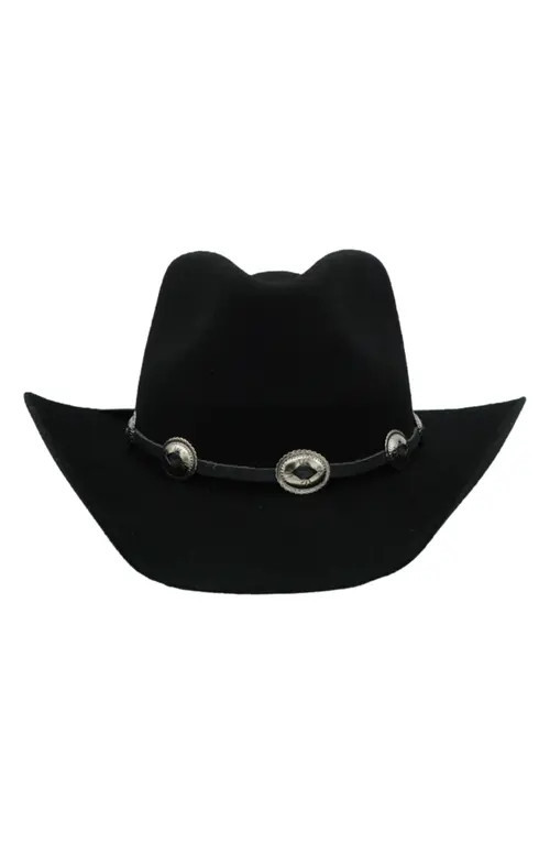 MODERN MONARCHIE Texan Buckle Trim Wool Cowboy Hat in Black at Nordstrom, Size Medium | Nordstrom