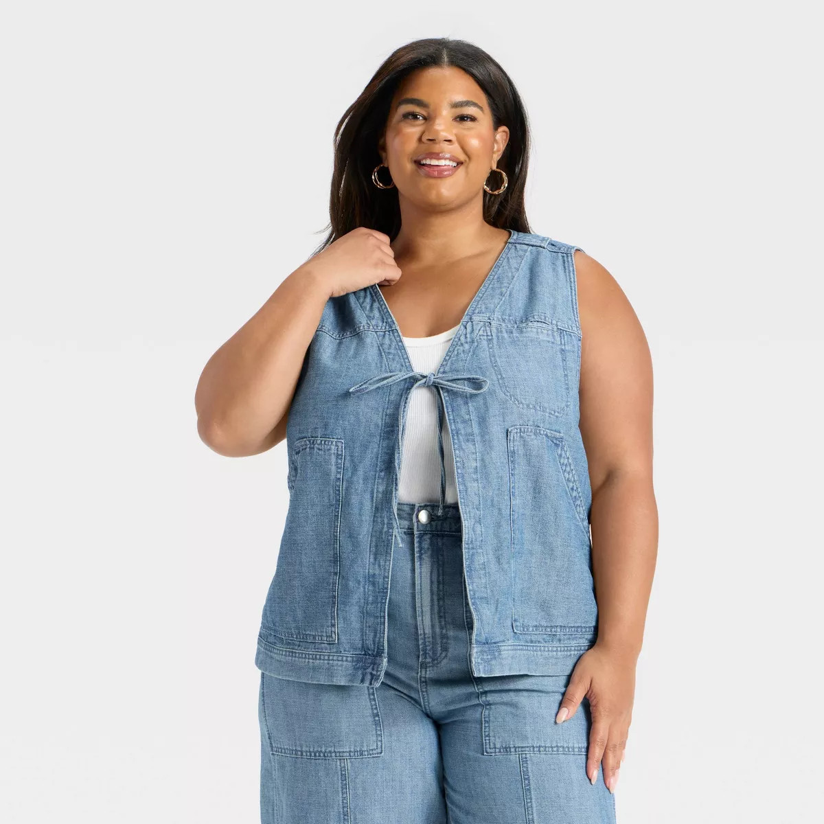 Women's Denim Tie-Front Utility Vest - Universal Thread™ | Target