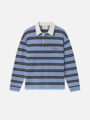 The Ritz Brushed Cashmere Rugby Sweater -- Light Blue Multi | Frame Denim