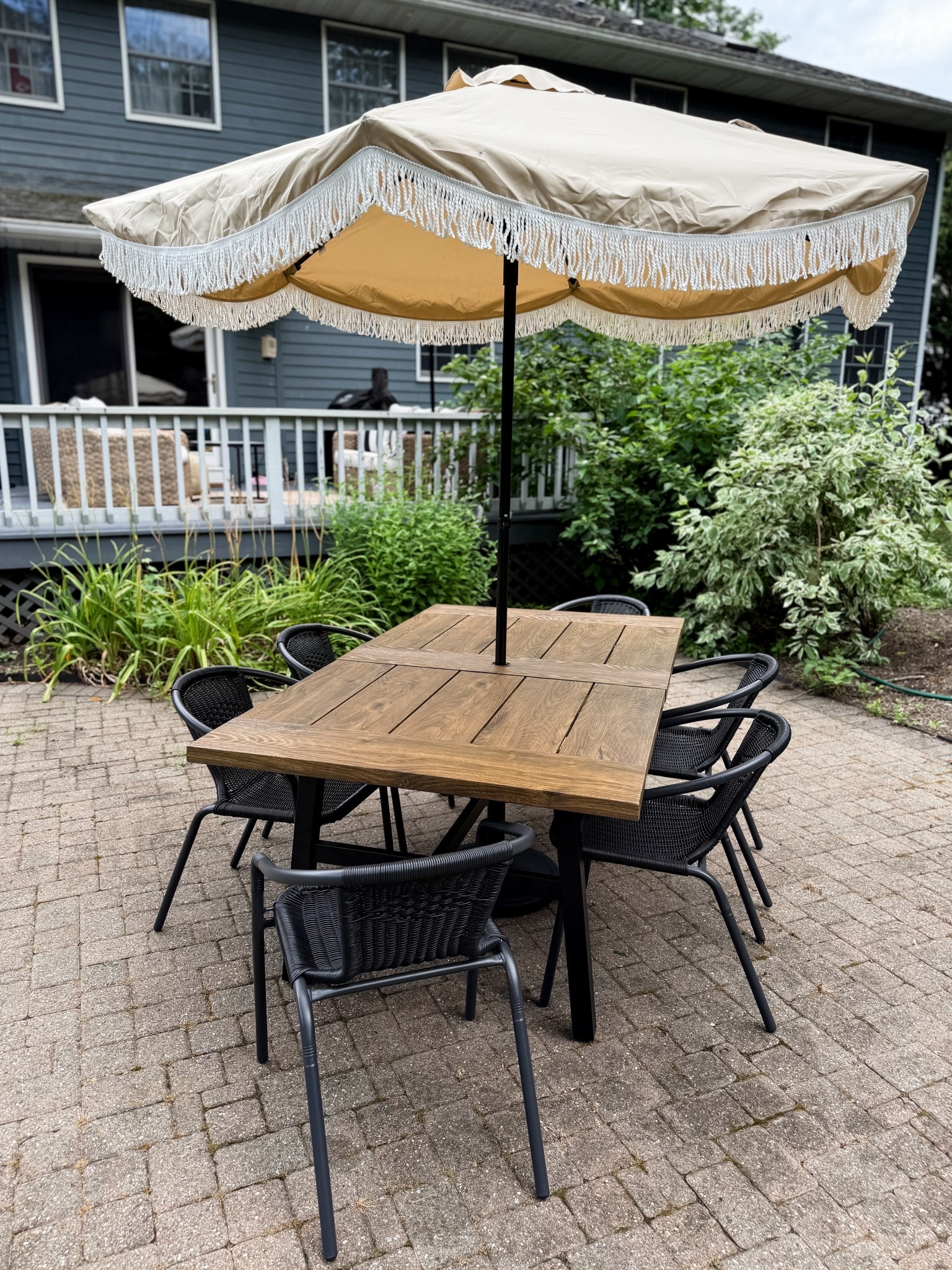 Outdoor dining 
Outdoor dining table
Outdoor dining chairs woven
Outdoor patio umbrella

My exact table is out of stock but linked a few similar options!

#LTKHome #LTKSaleAlert #LTKSeasonal