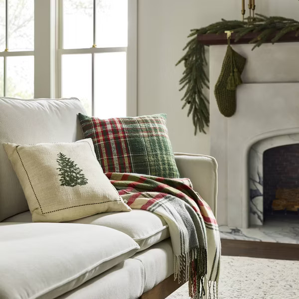 18"x18" Christmas Plaid Woven Square Throw Pillow - Hearth & Hand™ with Magnolia | Target