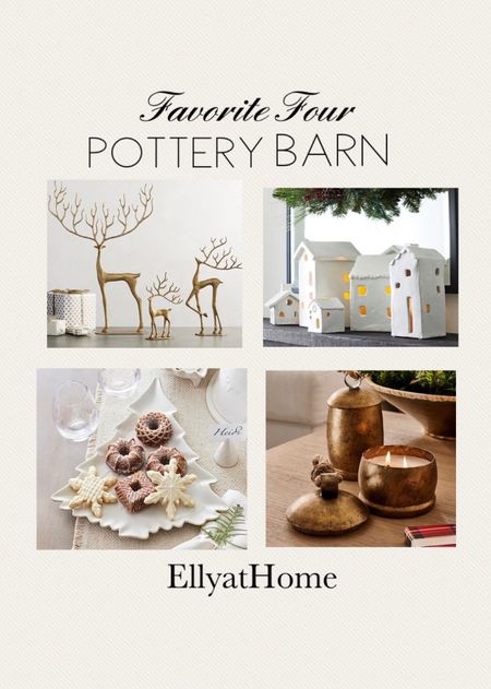 Favorite Four Pottery Barn! Favorite holiday pieces, decor at Pottery Barn . Shop best selling brass reindeer, White holiday houses, popular tree serving plate, new this season, bell candles. Also shop more sculptured reindeer collection, decor, serving dishes and candles. Christmas, holiday home decor accessories. 

#LTKsalealert #LTKHoliday #LTKhome