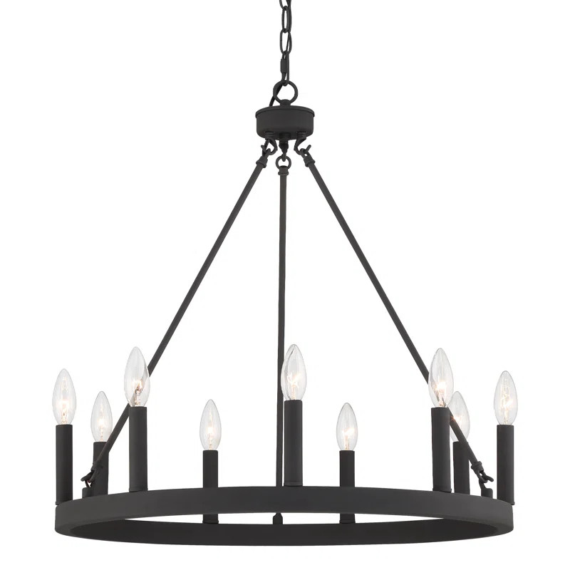 Finchley 9 - Light Dimmable Wagon Wheel Chandelier | Wayfair North America