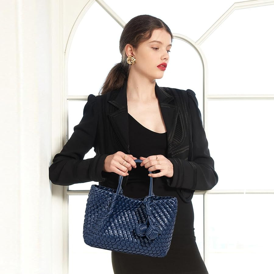Woven Tote Bag for Women, Hobo Bag for Work, Large Beach Travel Handbags and Purses, Retro Should... | Amazon (US)