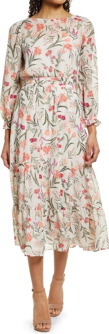 Floral Long Sleeve Midi Dress | Nordstrom