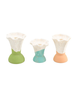 3pc Clay Dipped Flower Taper Candle Holders | Furniture & Lighting | Marshalls | Marshalls